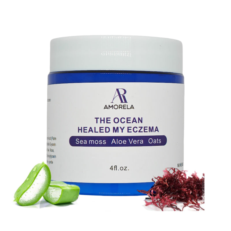 AMORELA Natural Soothing Cream with Sea Moss & Oats - Eczema & Psoriasis Relief - Ocean Minerals - for Sensitive Skin