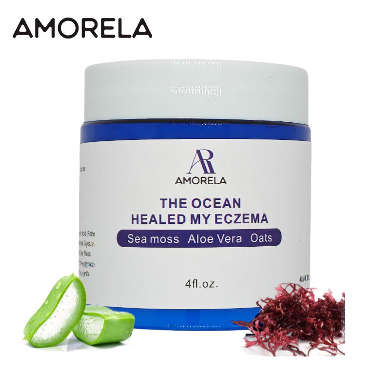 AMORELA Natural Soothing Cream with Sea Moss & Oats - Eczema & Psoriasis Relief - Ocean Minerals - for Sensitive Skin