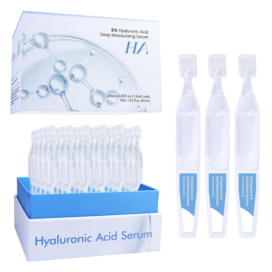 Ultra-Hydrating Serum 5% Hyaluronic Acid Smoother Skin|Pre-makeup SkinCare|Anti-Aging serum for face Single-Use Vials Skincare | Hyaluronic Acid Tubes for Sensitive skin|4D Hyaluronic Acid(1.2 ml)*30