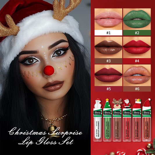 Christmas Gift - Lip Gloss & Lip Glaze Duo Set – 6 Vibrant Shades for Christmas Magic