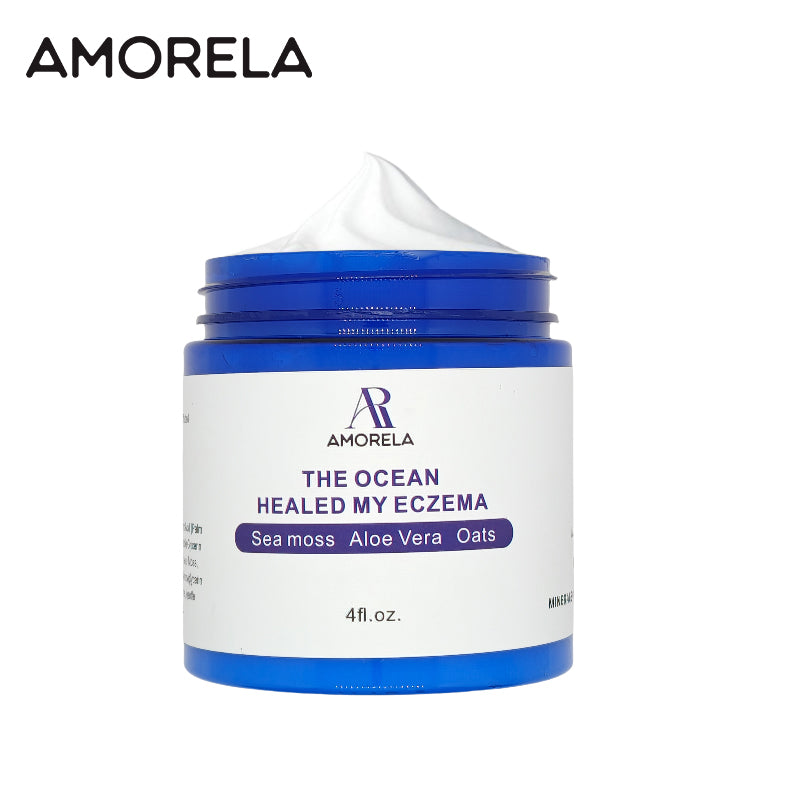 AMORELA Natural Soothing Cream with Sea Moss & Oats - Eczema & Psoriasis Relief - Ocean Minerals - for Sensitive Skin