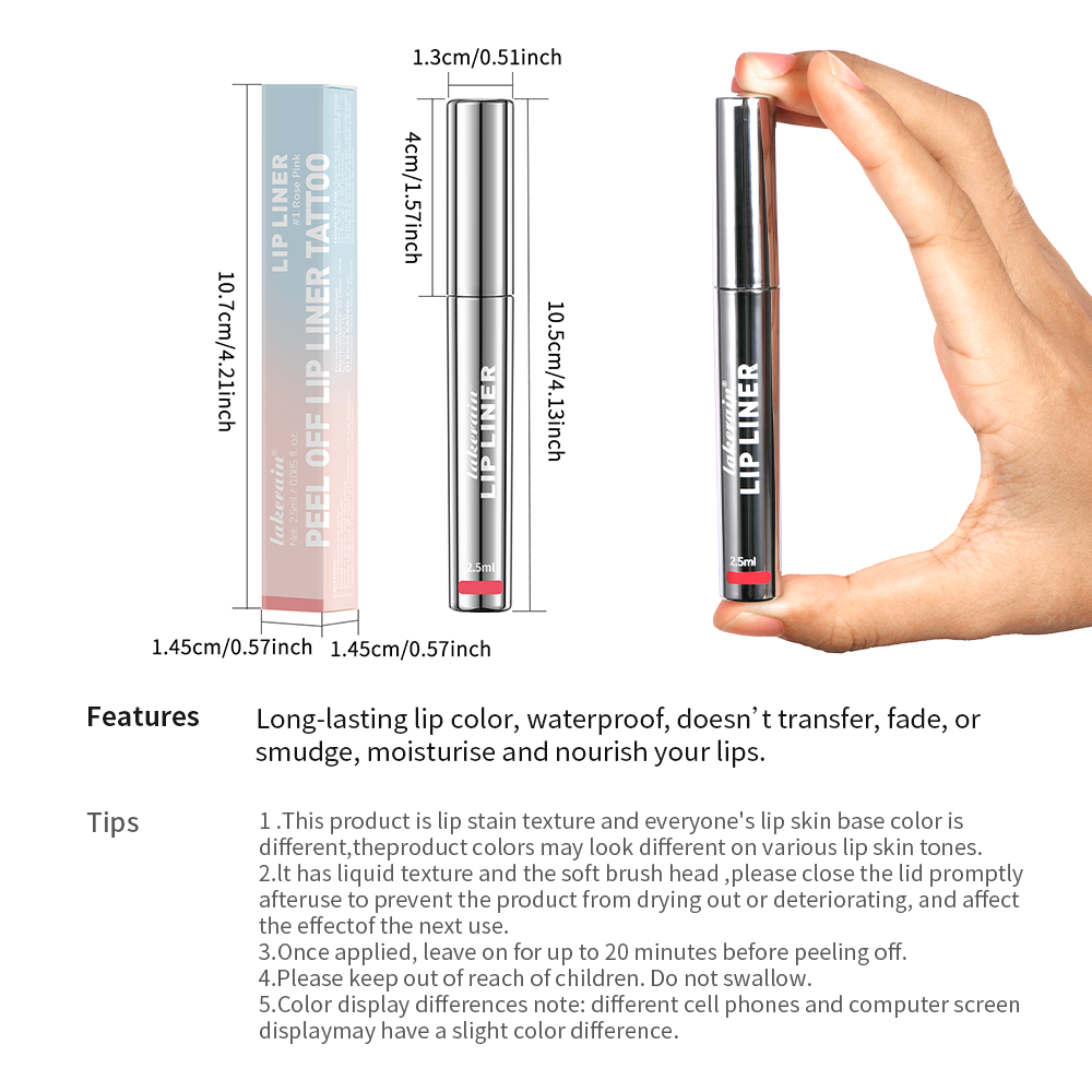 Peel Off Lip Liner, Transfer-proof, Waterproof, Long Lasting Lip Stain