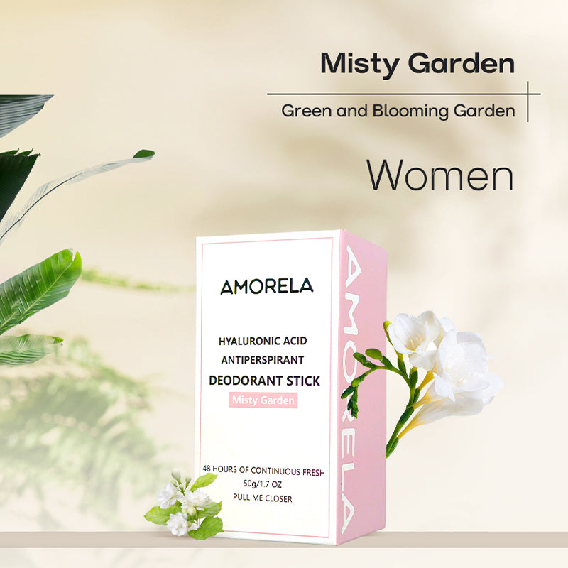 AMORELA Women’s Antiperspirant Stick(Misty Garden) | 48H Invisible Protection Oil-Control + Hyaluronic Acid