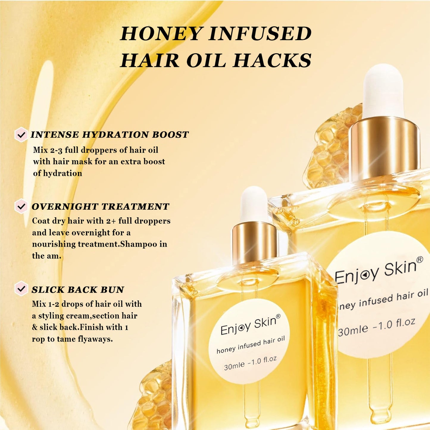 Honey Infused Deep Repair Conditioning Oil, Essence for Dry Damaged Hair